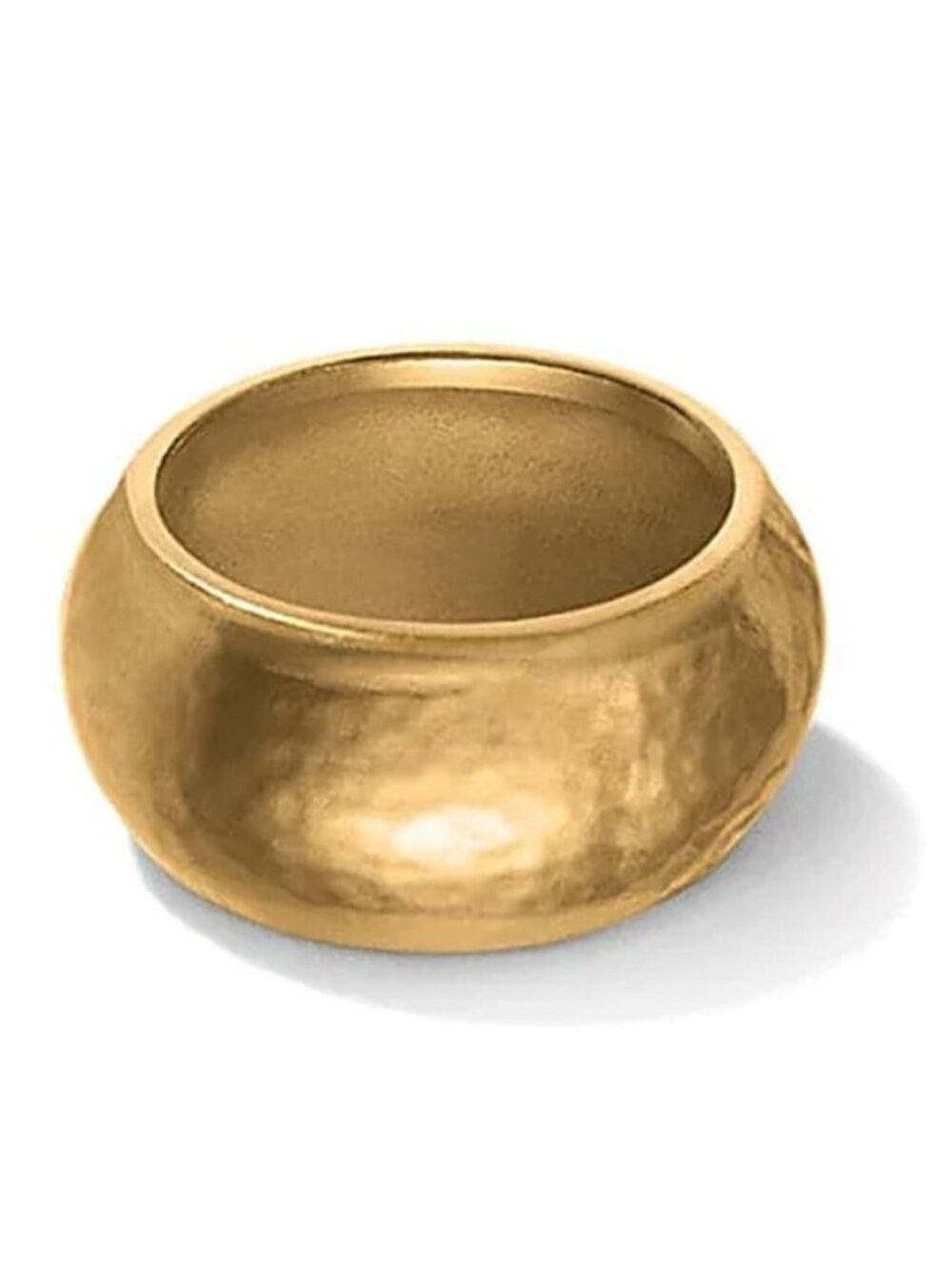 New Brighton Brushed Gold Plated Meridian Geo Hammered Band Ring Size 7